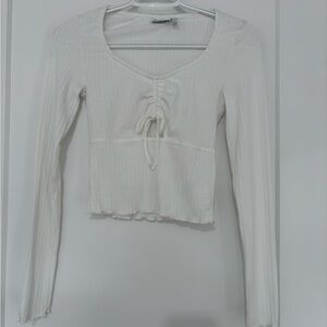ASOS White Ribbed Long Sleeve Top